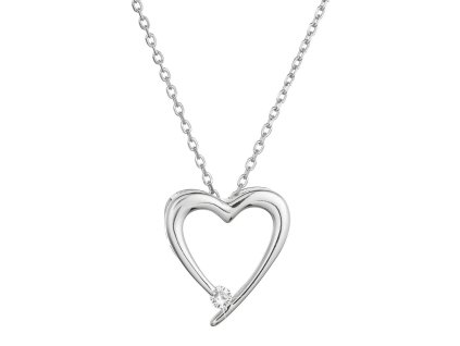 Stříbrný náhrdelník srdce s jedním zirkonem 12053.1