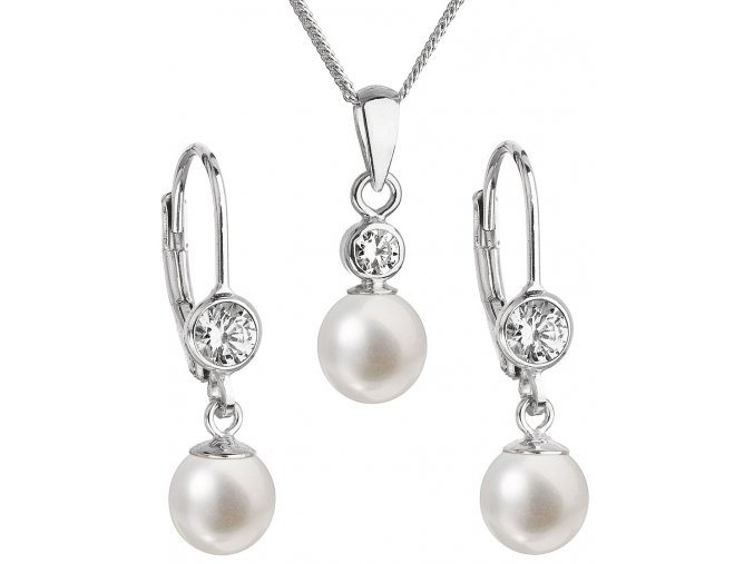 Stříbrná perlová souprava 29006.1 - bílá