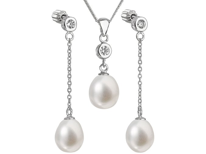 Stříbrná perlová souprava 29005.1 - bílá