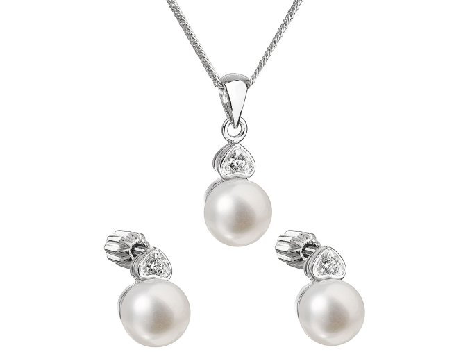 Stříbrná perlová souprava 29001.1 - bílá