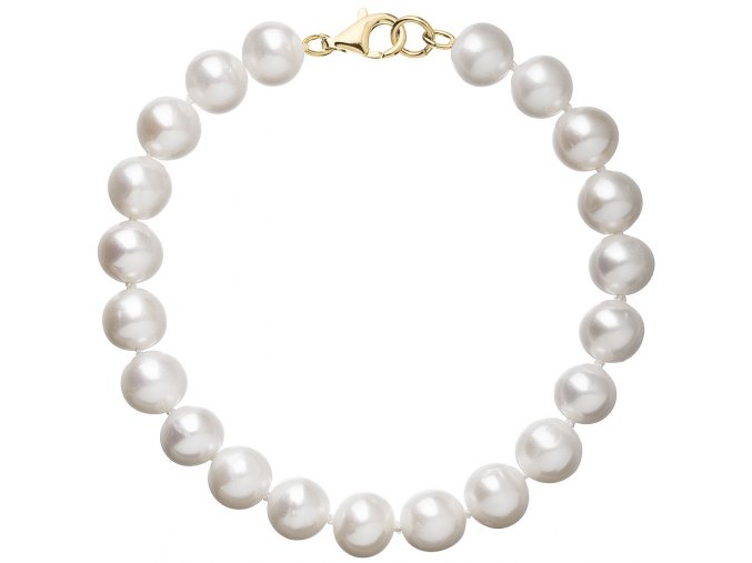 Perlový náramek bílý z pravých říčních perel se zlatým zapínáním 923003.1