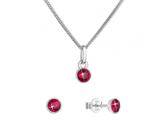 Sada šperků s krystaly Swarovski náušnice, řetízek a přívěsek červené 39177.3 ruby