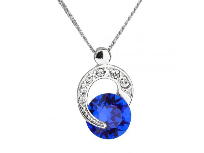 Stříbrný náhrdelník s krystaly Swarovski modrý kulatý 32048.3 majestic blue