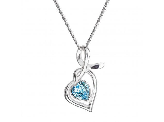 Stříbrný náhrdelník se Swarovski krystaly srdce modré 32071.3