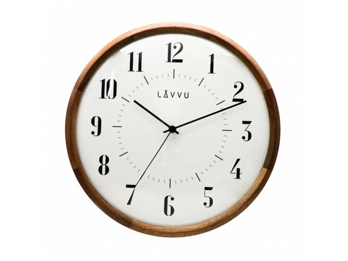 LAVVU Dřevěné hodiny s plynulým chodem RETRO ⌀31,5cm LCS4110