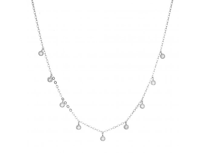 Stříbrný náhrdelník s 9 malými kulatými zirkonky 12056.1 crystal