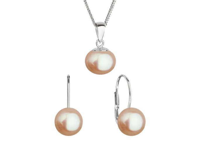 Perlová souprava s oranžovou říční perlou 29081.3 peach