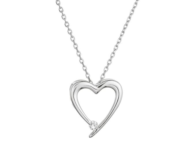 Stříbrný náhrdelník srdce s jedním zirkonem 12053.1