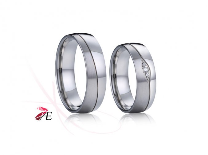Ocelové snubní prsteny s brilianty - 035 - Quasimodo a Esmeralda
