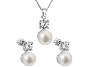Stříbrná perlová souprava 29002.1 - bílá