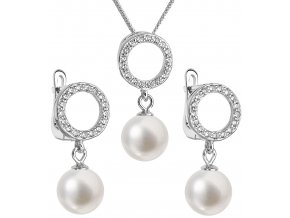 Stříbrná perlová souprava 29013.1 - bílá