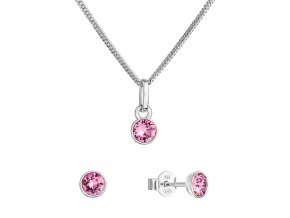Sada šperků s krystaly Swarovski náušnice, řetízek a přívěsek růžové 39177.3 rose