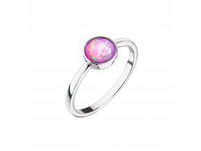 Stříbrný prsten se syntetickým opálem růžový kulatý 15001.3