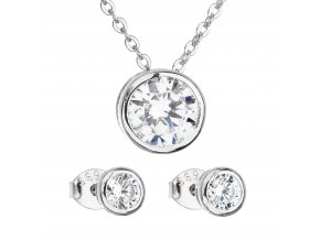 Sada šperků se zirkonem v bílé barvě náušnice a náhrdelník 19006.1