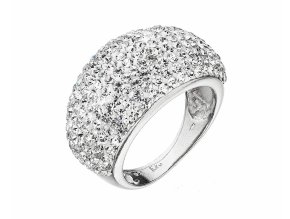 Stříbrný prsten velký s krystaly Preciosa bílý 35028.1 crystal