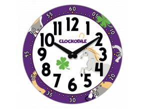 CLOCKODILE Dětské nástěnné hodiny fialové s koněm CCT0030
