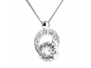 Stříbrný náhrdelník s krystaly Preciosa bílý kulatý 32048.1 krystal