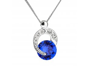 Stříbrný náhrdelník s krystaly Swarovski modrý kulatý 32048.3 majestic blue
