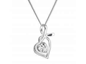 Stříbrný náhrdelník se Swarovski krystaly srdce bílé 32071.1