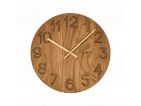 VLAHA Dřevěné hodiny OAK vyrobené v Čechách se zlatými ručkami ⌀34cm VCT1123