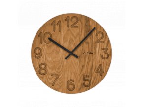 VLAHA Dřevěné hodiny OAK vyrobené v Čechách s černými ručkami ⌀34cm VCT1125