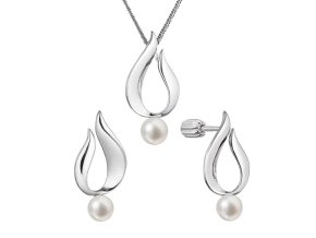 Perlová souprava plamínek s říční perlou bílá 29051.1B