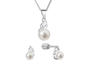 Perlová souprava z říčních perel bílá 29046.1B