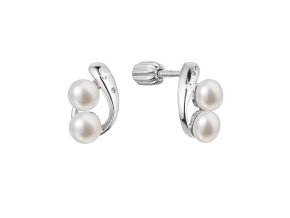 Stříbrné náušnice pecky dvě říční perličky bílé 21087.1B
