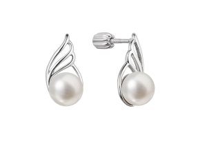 Stříbrné náušnice pecky s říční perlou bílé 21093.1B