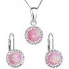 Sada šperků se syntetickým opálem a krystaly Preciosa náušnice a přívěšek světle růžové kulaté 39160.1
