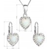 Sada šperků se syntetickým opálem a krystaly Preciosa náušnice a přívěšek bílé srdce 39161.1