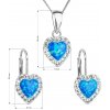 Sada šperků se syntetickým opálem a krystaly Preciosa náušnice a přívěšek modré srdce 39161.1