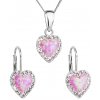 Sada šperků se syntetickým opálem a krystaly Preciosa náušnice a přívěšek světle růžové srdce 39161.1
