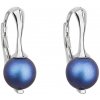 Stříbrné náušnice visací s tmavě modrou matnou perlou 31232.3
