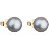 Zlaté náušnice pecky s šedou říční perlou 921042.3
