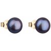 Zlaté náušnice pecky s modrou říční perlou 921042.3