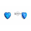 Stříbrné náušnice pecky se syntetickým opálem modré srdce 11337.3