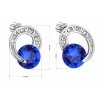 Stříbrné náušnice pecky s krystaly Swarovski modré kulaté 31239.3 majestic blue