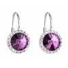 Stříbrné náušnice visací s krystaly Preciosa fialové kulaté 31216.3 amethyst