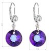 Stříbrné náušnice visací s krystaly Swarovski fialové kulaté 31211.5 heliotrope