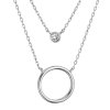 Stříbrný náhrdelník dvojitý řetízek kroužek a zirkon 12111.1