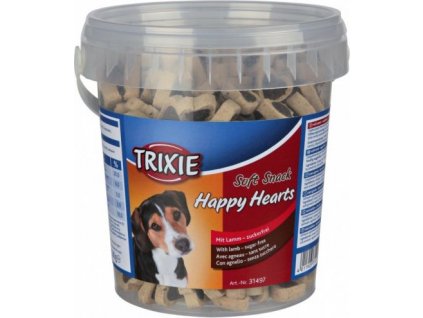 Soft Snack Happy Hearts - srdíčka jehněčí s rýží,kyblík 500g