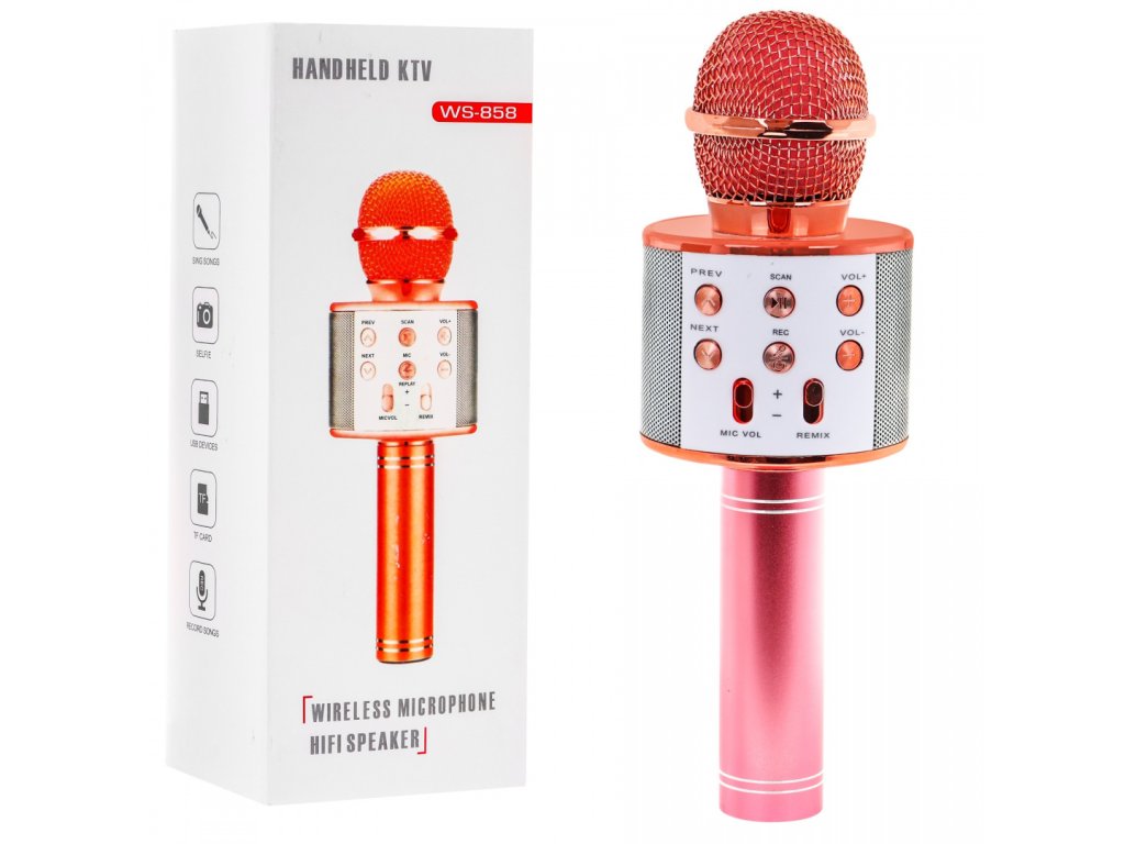 Mikrofon pro karaoke s reproduktorem v barvě růžového zlata