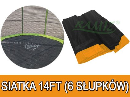 Bezpečnostní síť pro trampolínu 14FT - 6 tyčí oranžová