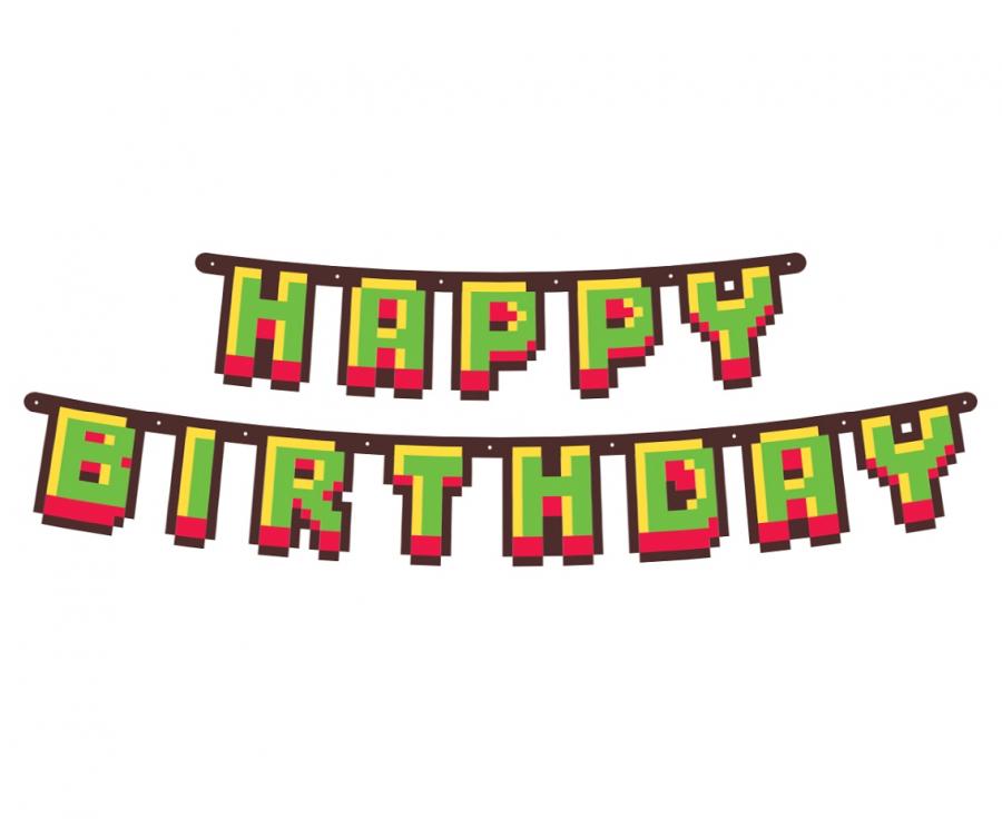 narozeninový nápis Happy Birthday Minecraft