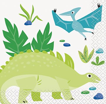 Dinosauři Ubrousky 16 ks – Modro-zelené