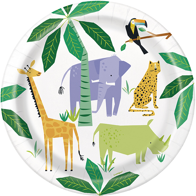 Safari Talíře 8 ks – Zvířátka ze safari, 23 cm