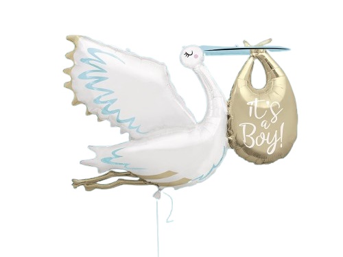 Baby Shower Balónek Fóliový – Je to chlapeček (čáp), 74 cm