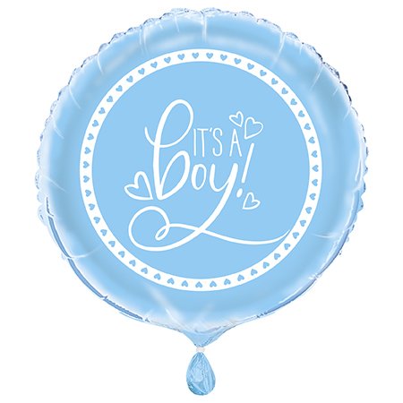 Baby Shower Balónek fóliový – Modrá srdíčka, 45 cm