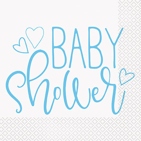 Baby Shower Ubrousky 16 ks – Modrá srdíčka